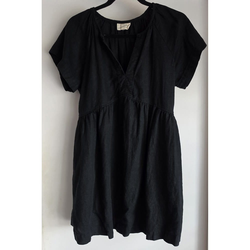 Universal Thread Goods Co. Black Linen Blend Mini Dress Short Sleeve Shift